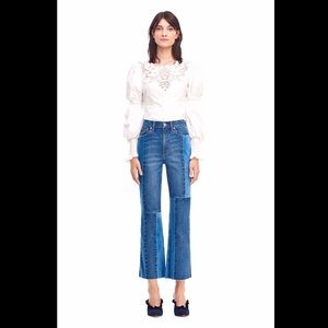 Rebecca Taylor LA VIE Patched Velvet & Denim Jean